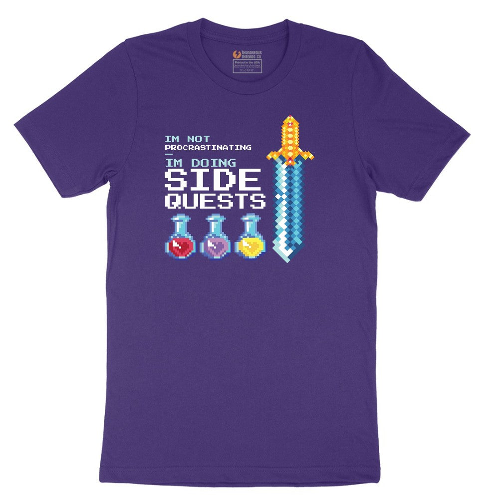 I'm Not Procrastinationg I'm Doing Side Quests - Mens & Ladies T-Shirt Short Sleeve Tee - Team Purple