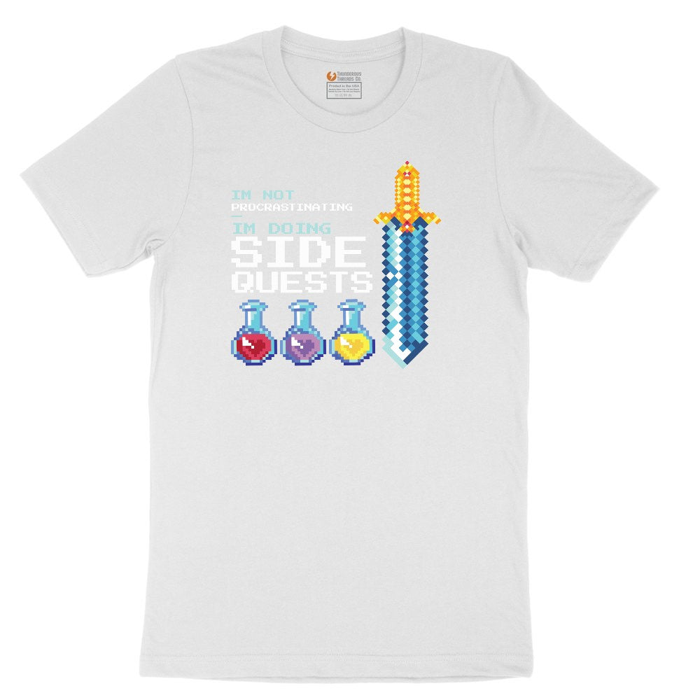 I'm Not Procrastinationg I'm Doing Side Quests - Mens & Ladies T-Shirt Youth Short Sleeve Tee - White