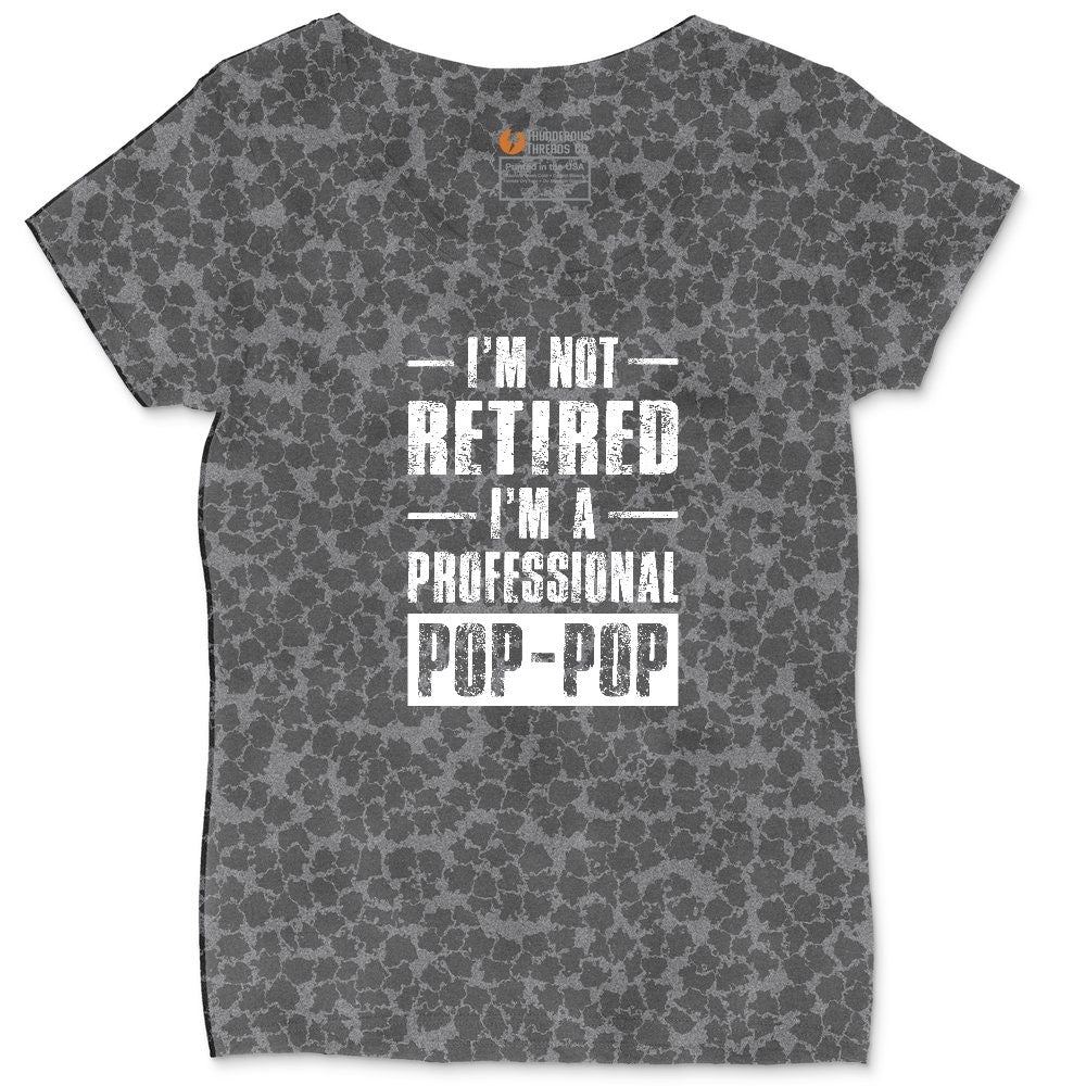 I'm Not Retired I'm a Pop Pop Ladies Curvy Tee - Black Leopard