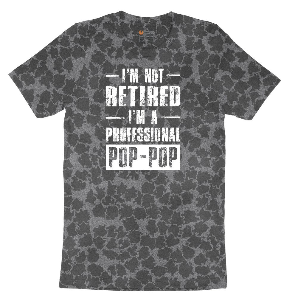 I'm Not Retired I'm a Pop Pop Ladies Short Sleeve Tee - Black Leopard