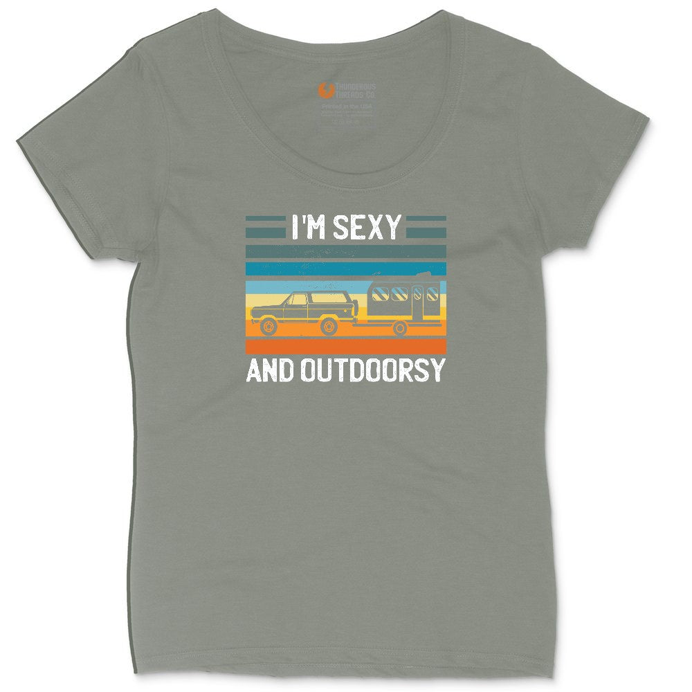 I'm Sexy and Outdoors Ladies Curvy Tee - Bamboo Blackout