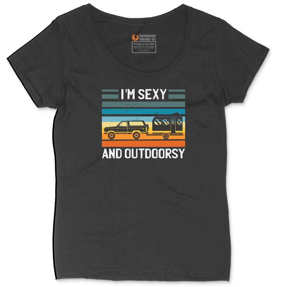 I'm Sexy and Outdoors Ladies Curvy Tee - Black
