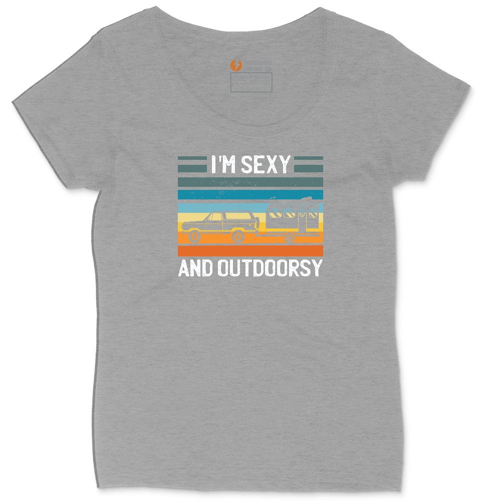 I'm Sexy and Outdoors Ladies Curvy Tee - Granite Heather