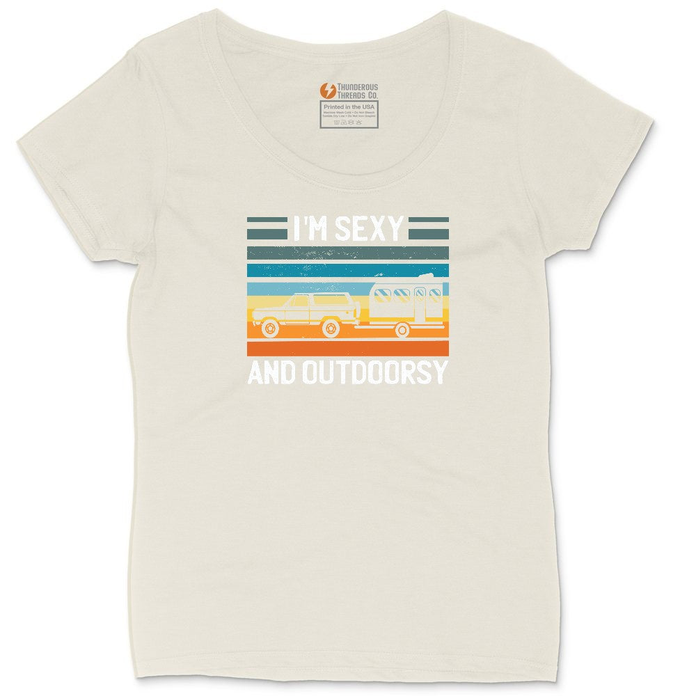 I'm Sexy and Outdoors Ladies Curvy Tee - Natural Heather