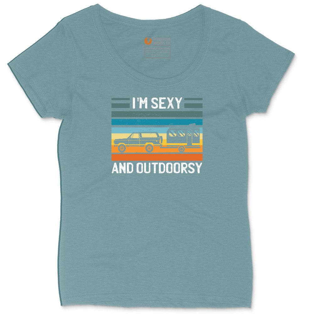 I'm Sexy and Outdoors Ladies Curvy Tee - Surf Blackout