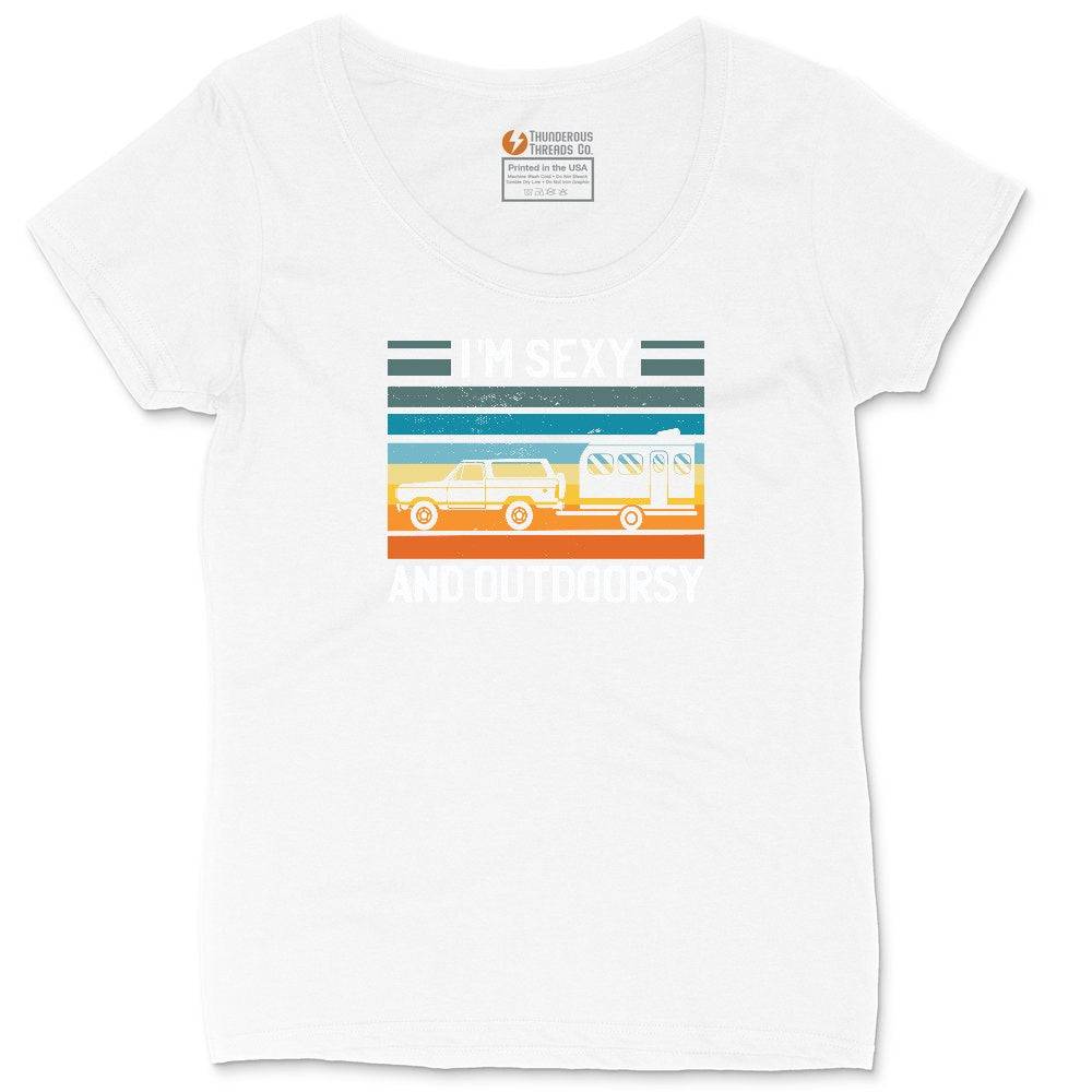 I'm Sexy and Outdoors Ladies Curvy Tee - White