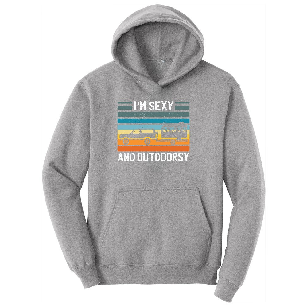 I'm Sexy and Outdoors Ladies Hoodie - Athletic Heather