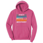 I'm Sexy and Outdoors Ladies Hoodie - Sangria