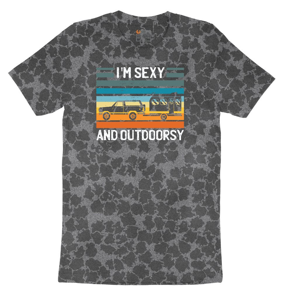 I'm Sexy and Outdoors Ladies Short Sleeve Tee - Black Leopard