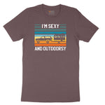 I'm Sexy and Outdoors Ladies Short Sleeve Tee - Sangria Blackout