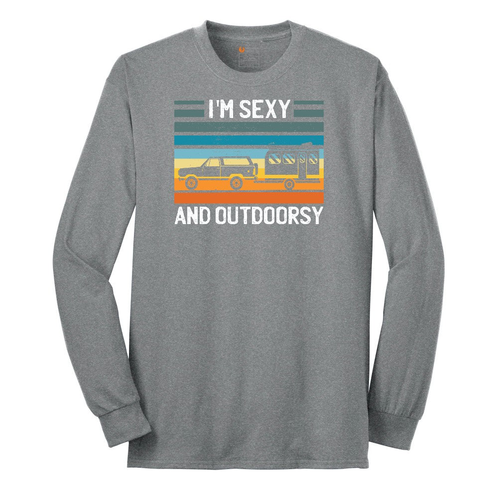 I'm Sexy and Outdoors Long Sleeve Tee - Athletic Grey