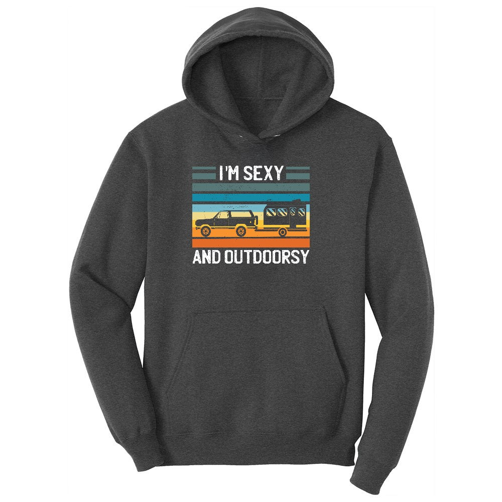 I'm Sexy and Outdoors Youth Hoodie - Dark Heather Grey