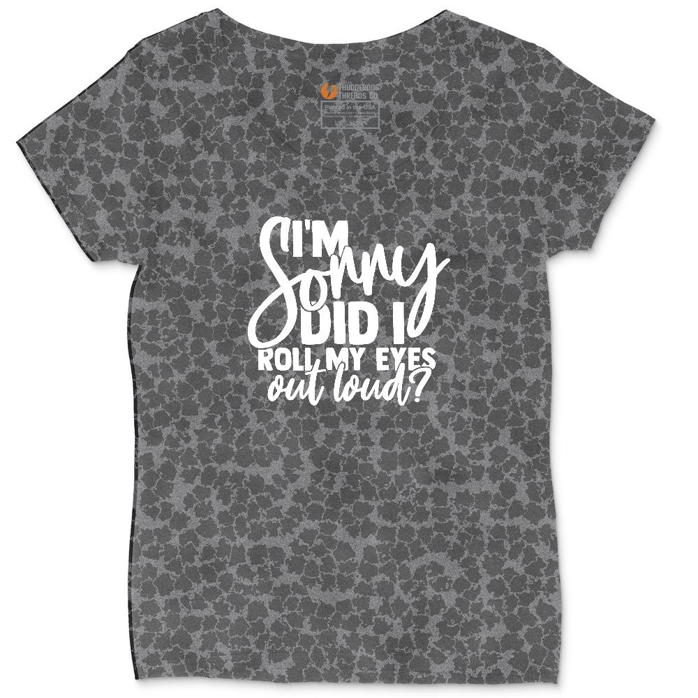 I'm Sorry Did I Roll My Eyes Out Loud Version 1 Ladies Curvy Tee - Black Leopard