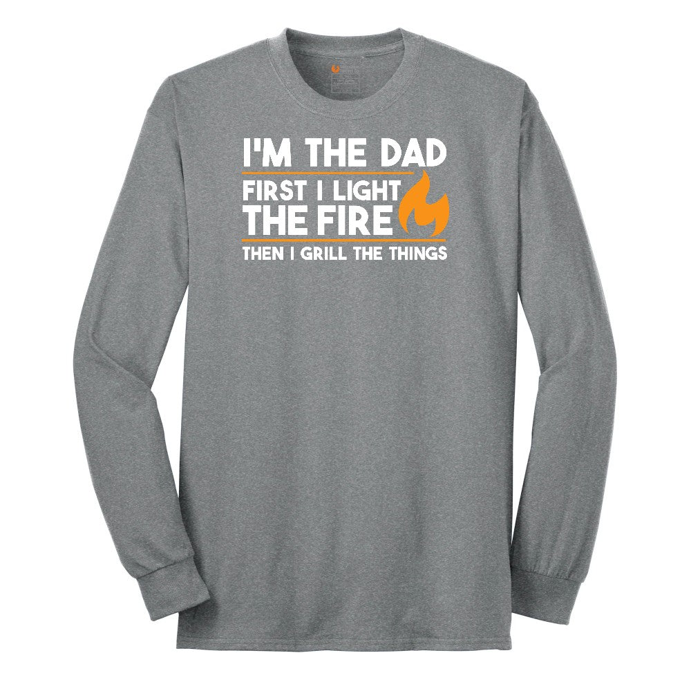 I'm The Dad First I Light the Fire Long Sleeve Tee - Athletic Grey