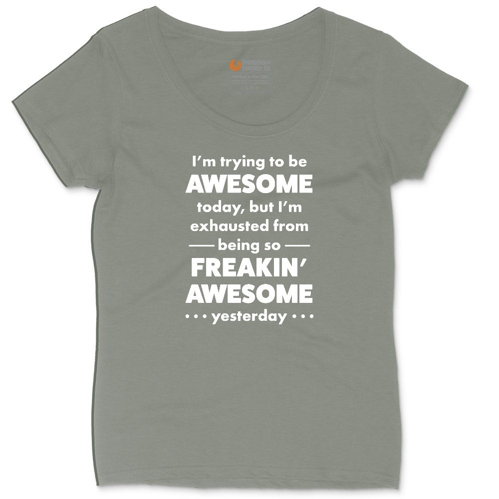 I'm Trying to Be Awesome Ladies Curvy Tee - Bamboo Blackout
