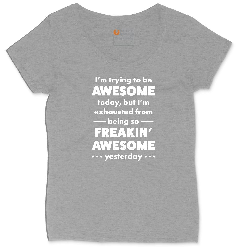 I'm Trying to Be Awesome Ladies Curvy Tee - Granite Heather