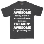 I'm Trying to Be Awesome tall t-shirt for men in Dark Heather Grey