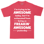 I'm Trying to Be Awesome tall t-shirt for men in Heather Red