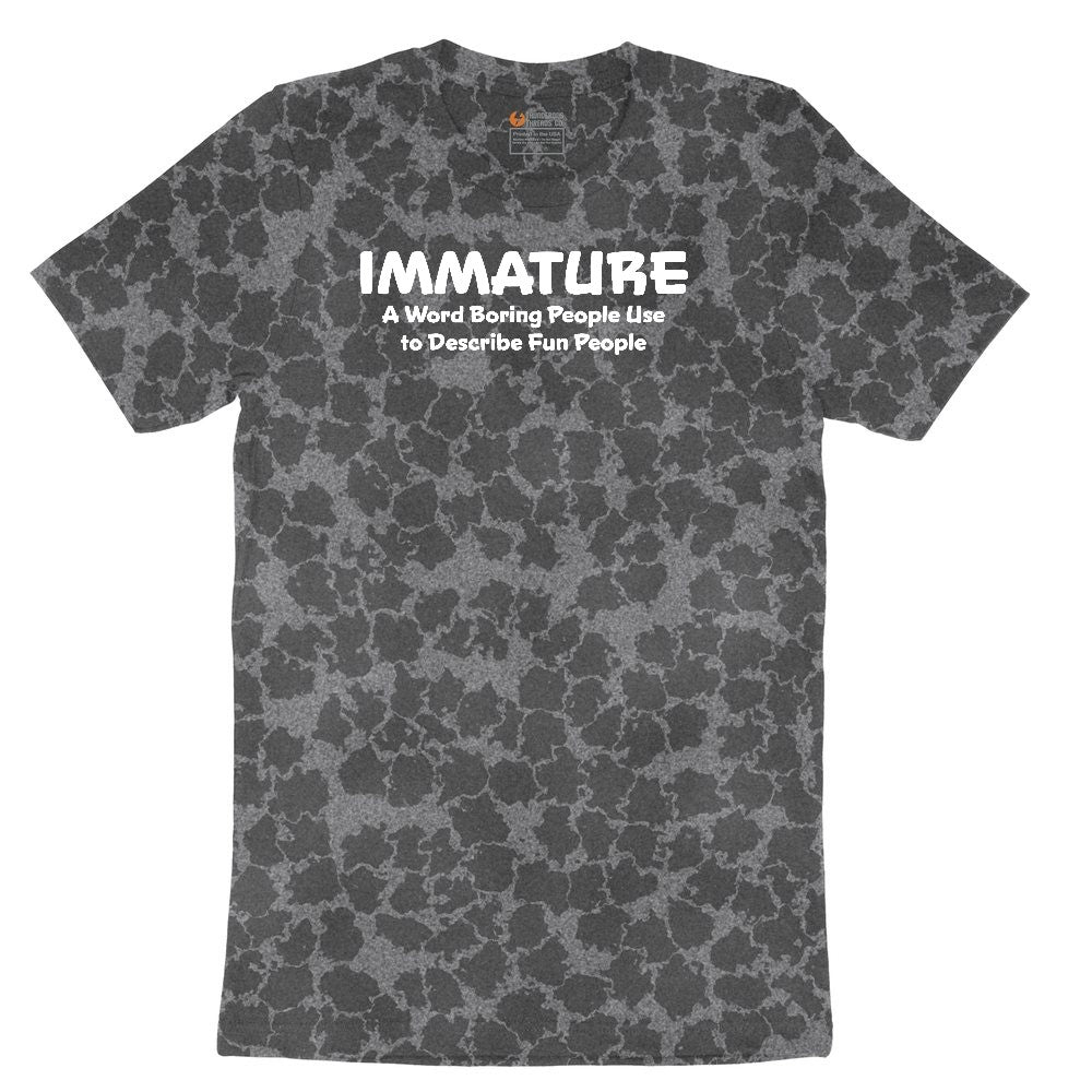Immature a Word Boring People Use Ladies Short Sleeve Tee - Black Leopard