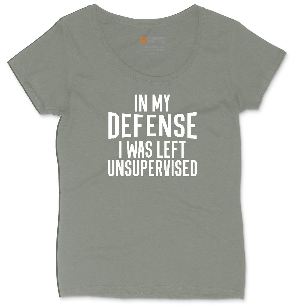 In My Defense I was Left Unsupervised Ladies Curvy Tee - Bamboo Blackout