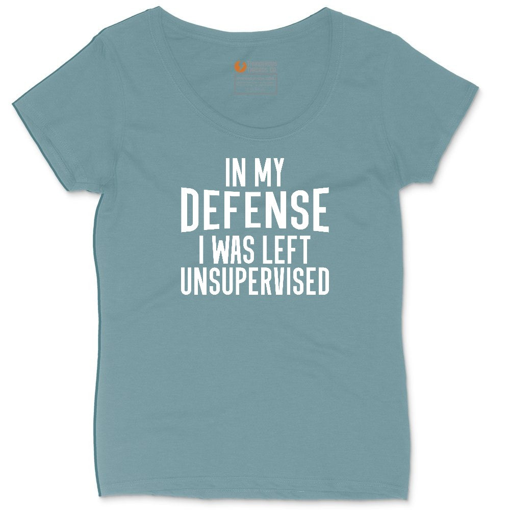 In My Defense I was Left Unsupervised Ladies Curvy Tee - Surf Blackout