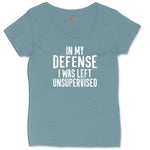 In My Defense I was Left Unsupervised Ladies Curvy Tee - Surf Blackout