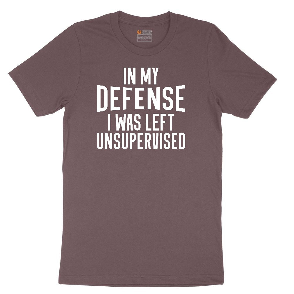 In My Defense I was Left Unsupervised Ladies Short Sleeve Tee - Sangria Blackout