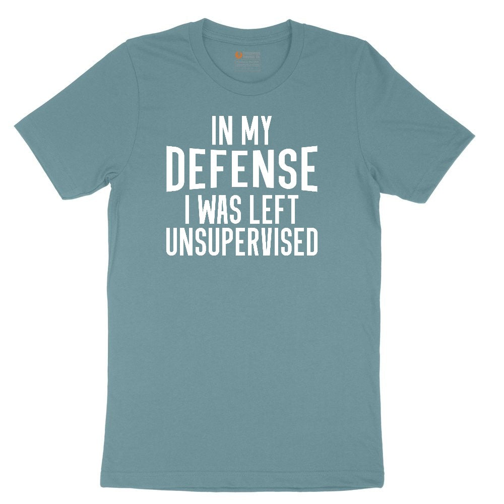 In My Defense I was Left Unsupervised Ladies Short Sleeve Tee - Surf Blackout