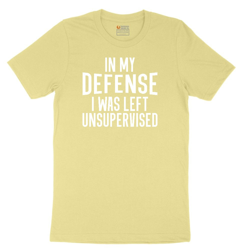 In My Defense I was Left Unsupervised Toddler Short Sleeve Tee - Yellow