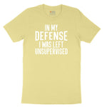 In My Defense I was Left Unsupervised Youth Short Sleeve Tee - Yellow