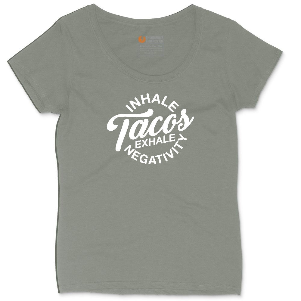 Inhale Tacos Exhale Negativity Ladies Curvy Tee - Bamboo Blackout