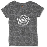 Inhale Tacos Exhale Negativity Ladies Curvy Tee - Black Leopard