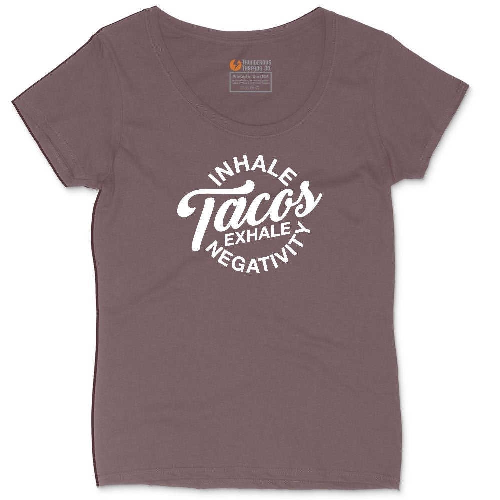 Inhale Tacos Exhale Negativity Ladies Curvy Tee - Sangria Blackout