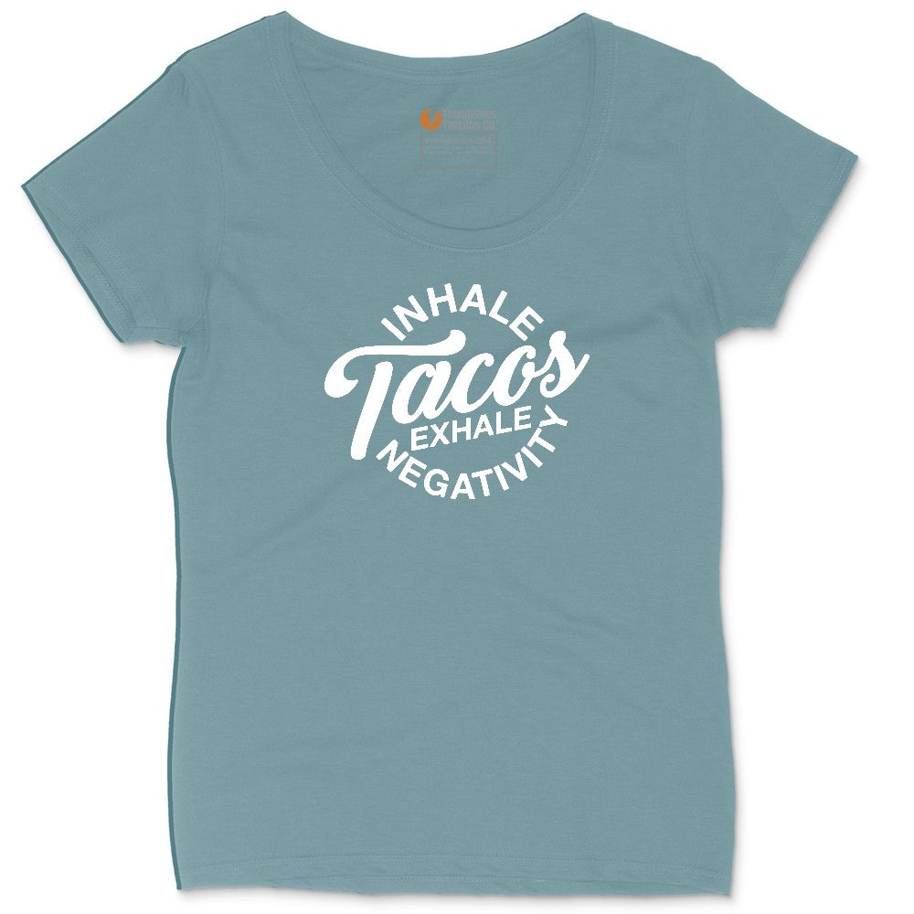 Inhale Tacos Exhale Negativity Ladies Curvy Tee - Surf Blackout