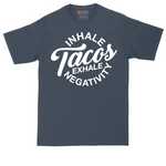 Inhale Tacos Exhale Negativity tall t-shirt for men in Heather Navy