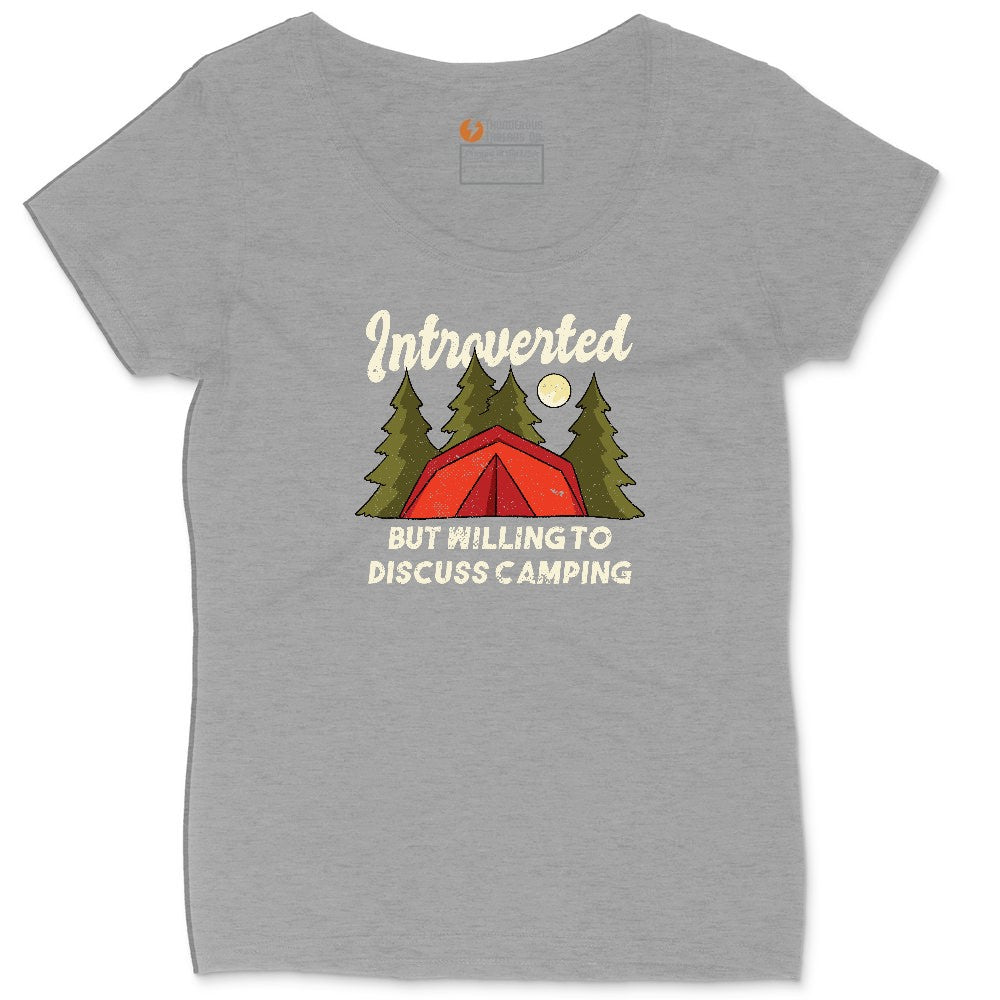 Introverted but Willing to Discuss Camping Ladies Curvy Tee - Granite Heather