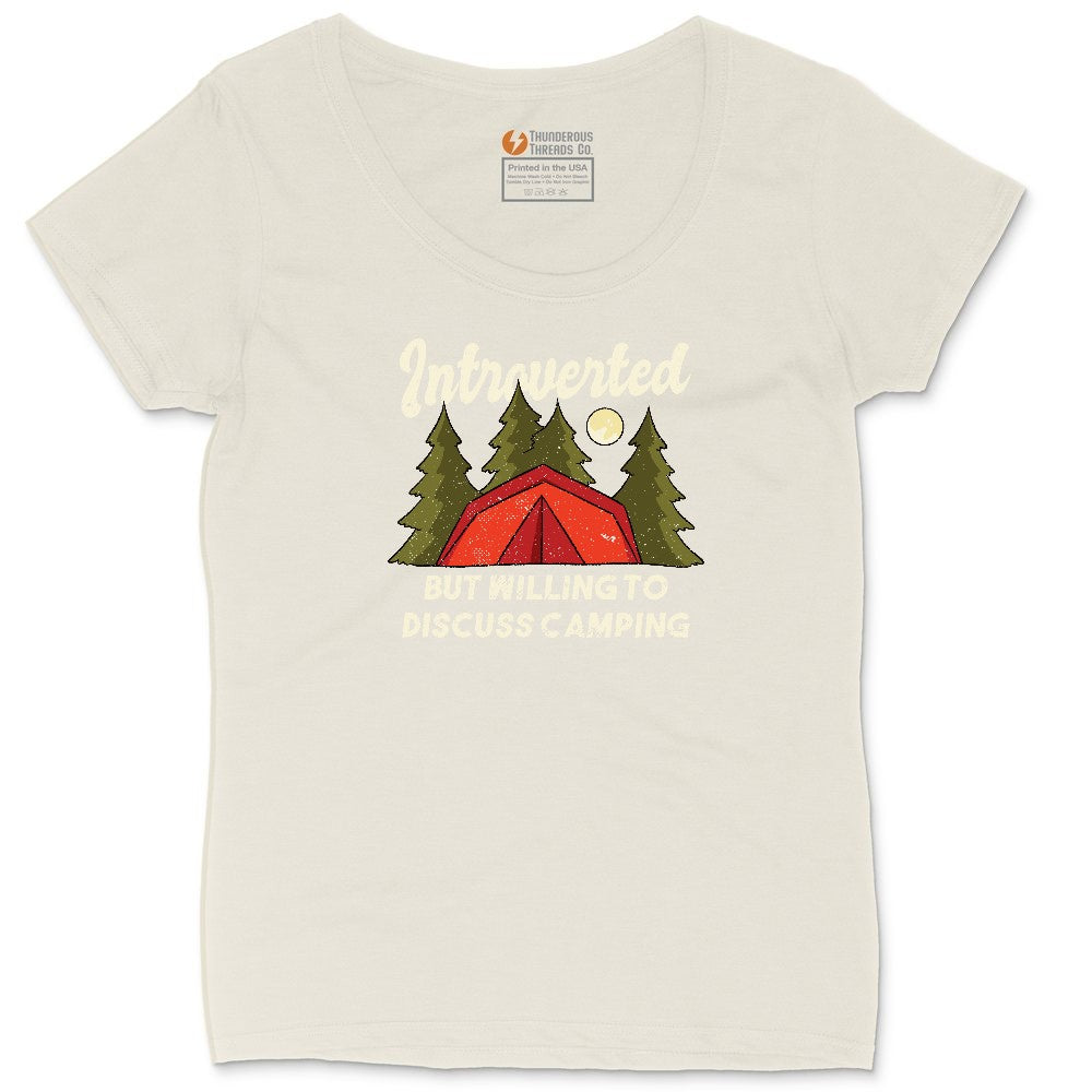 Introverted but Willing to Discuss Camping Ladies Curvy Tee - Natural Heather