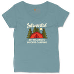 Introverted but Willing to Discuss Camping Ladies Curvy Tee - Surf Blackout