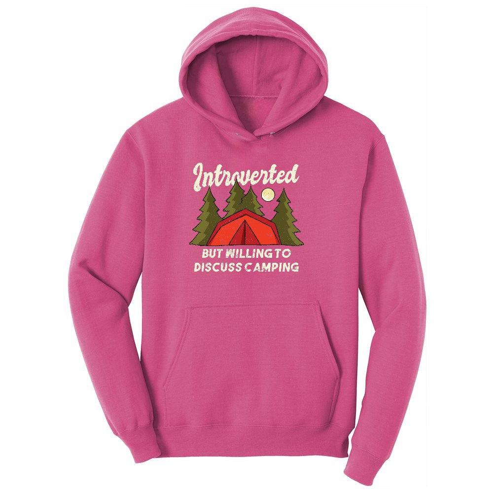 Introverted but Willing to Discuss Camping Ladies Hoodie - Sangria