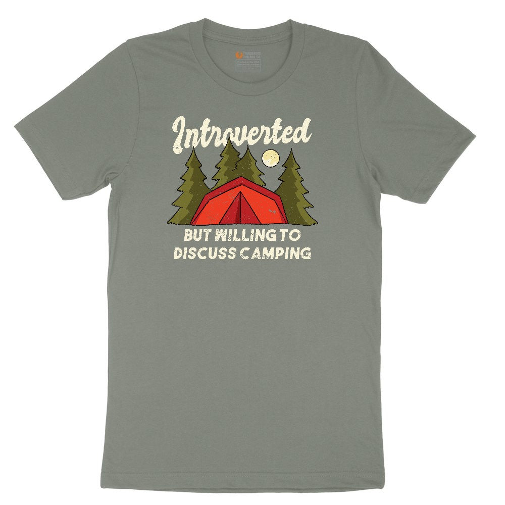 Introverted but Willing to Discuss Camping Ladies Short Sleeve Tee - Bamboo Blackout