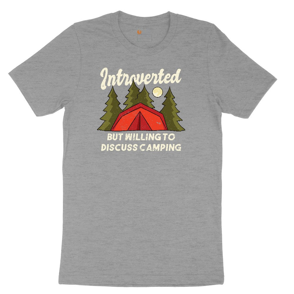 Introverted but Willing to Discuss Camping Ladies Short Sleeve Tee - Granite Heather