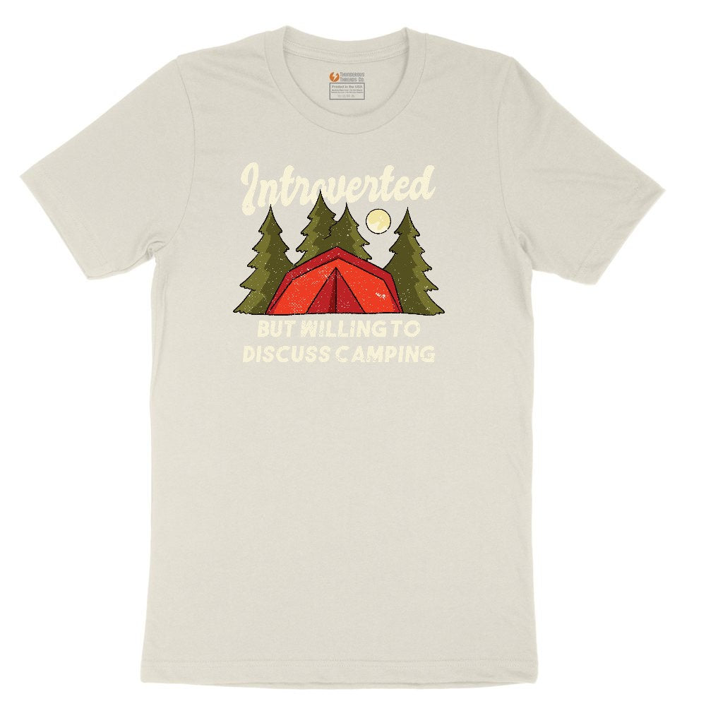 Introverted but Willing to Discuss Camping Ladies Short Sleeve Tee - Natural Heather