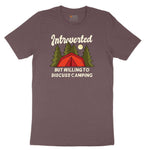 Introverted but Willing to Discuss Camping Ladies Short Sleeve Tee - Sangria Blackout