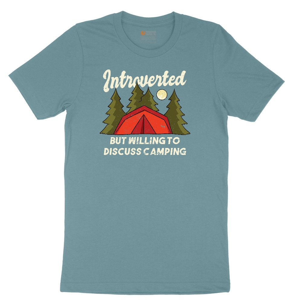 Introverted but Willing to Discuss Camping Ladies Short Sleeve Tee - Surf Blackout