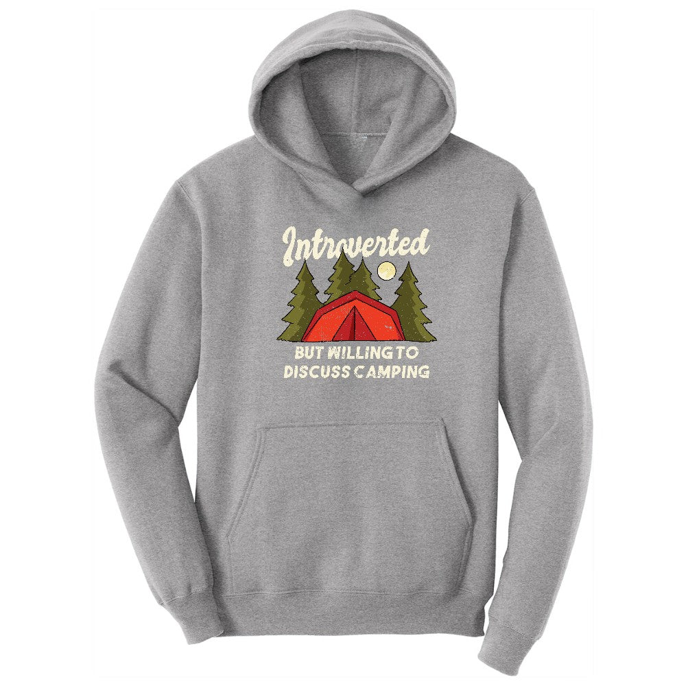 Introverted but Willing to Discuss Camping Hoodie - Athletic Heather