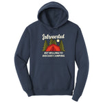 Introverted but Willing to Discuss Camping Hoodie - Navy