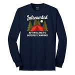 Introverted but Willing to Discuss Camping Long Sleeve Tee - Navy