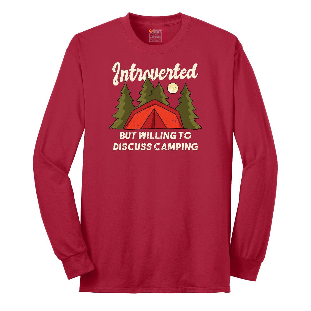 Introverted but Willing to Discuss Camping Long Sleeve Tee - Red