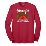 Introverted but Willing to Discuss Camping Long Sleeve Tee - Red