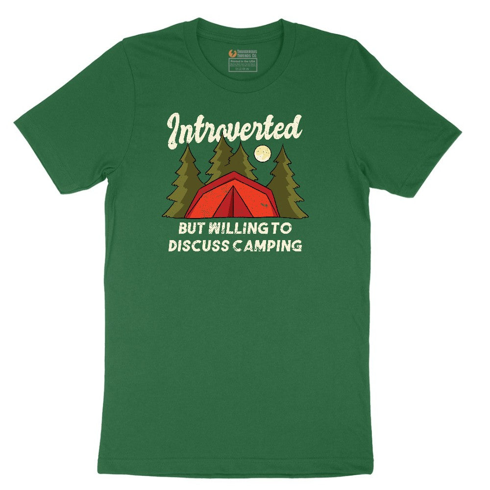 Introverted but Willing to Discuss Camping Short Sleeve Tee - Athletic Kelly